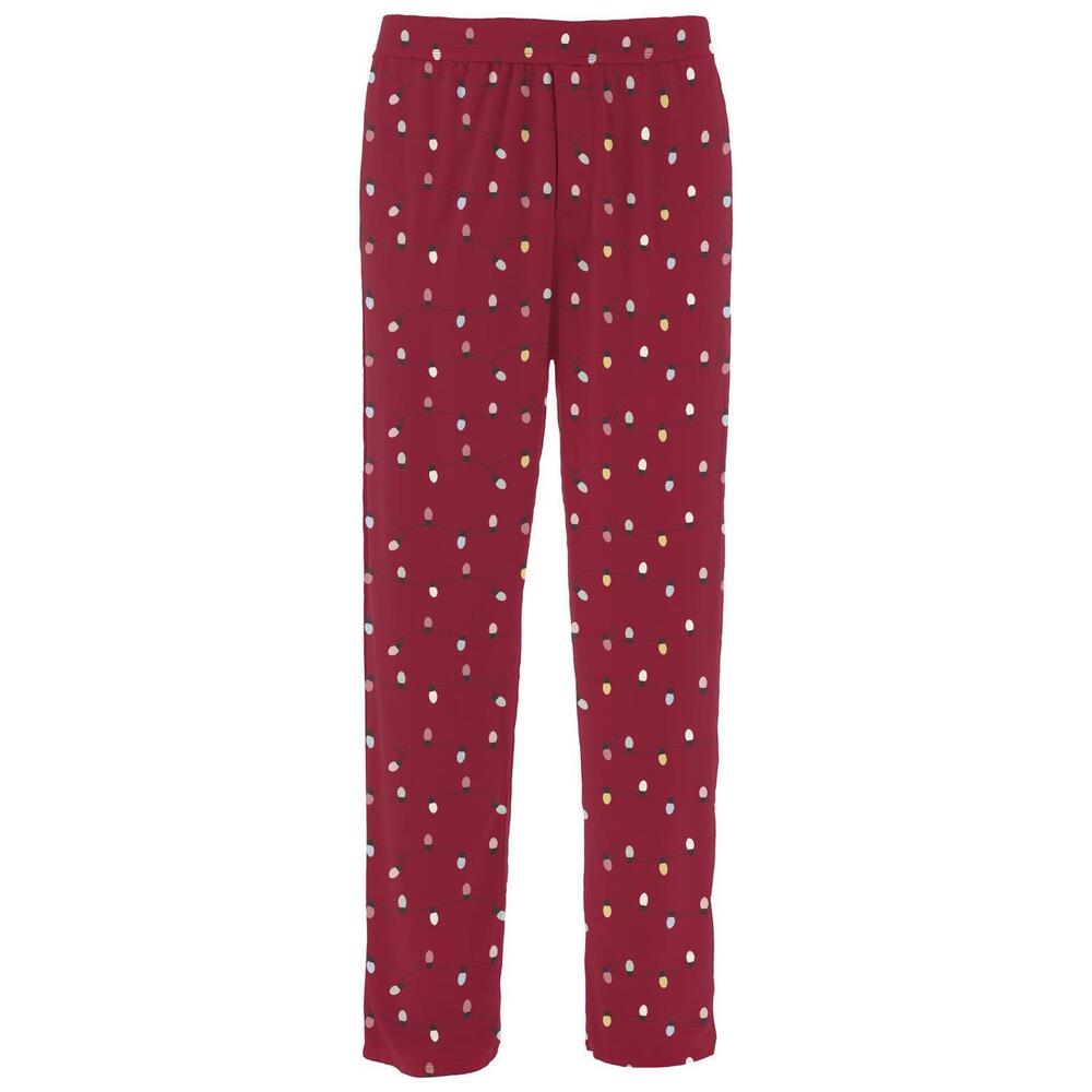 NEW KICKEE men's pajama pants in crimson holiday lights